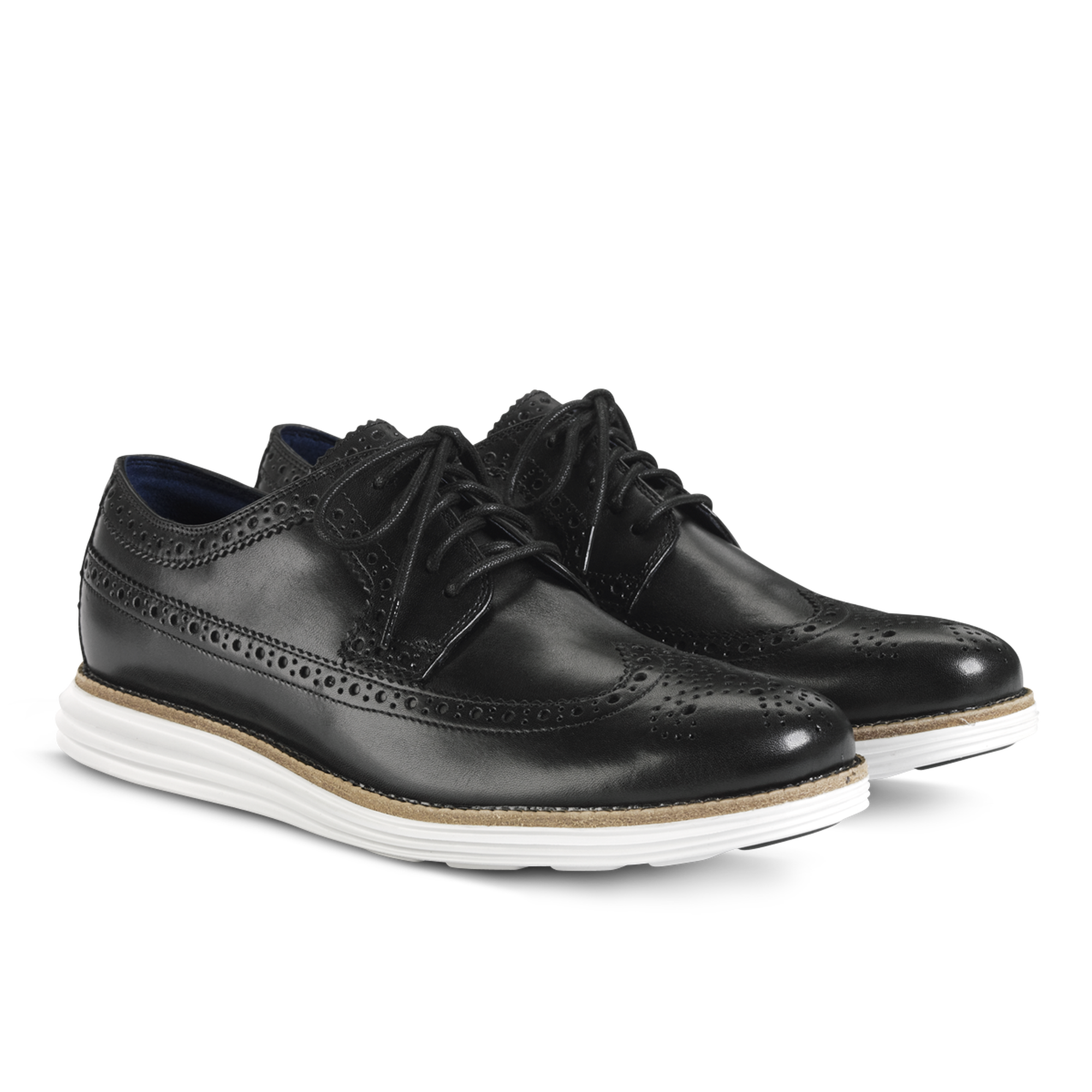 mens black and white wingtip dress shoes
