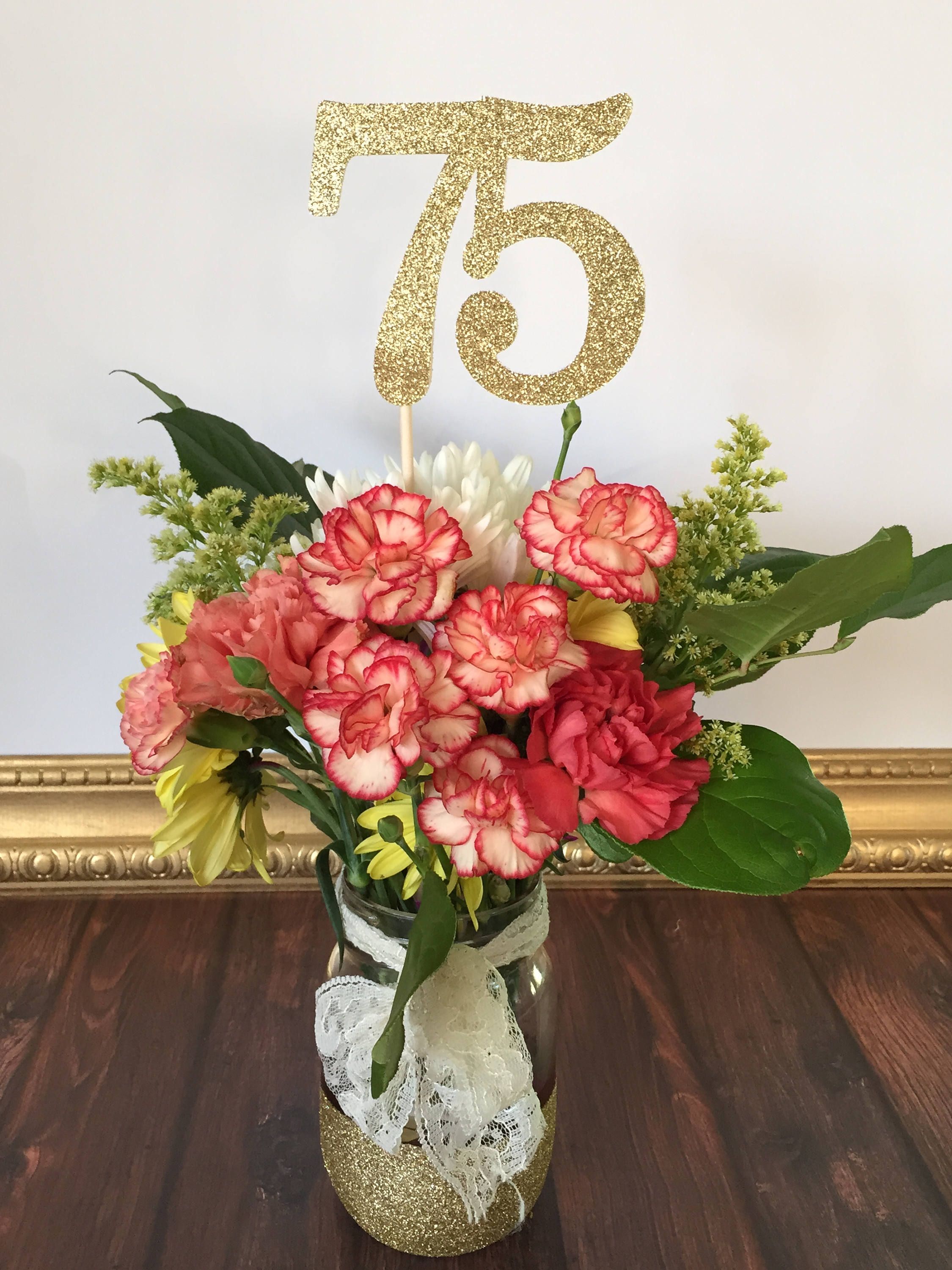 75 Centerpiece Picks 75th Anniversary 75th Birthday - Etsy  15th birthday decorations, 75th 