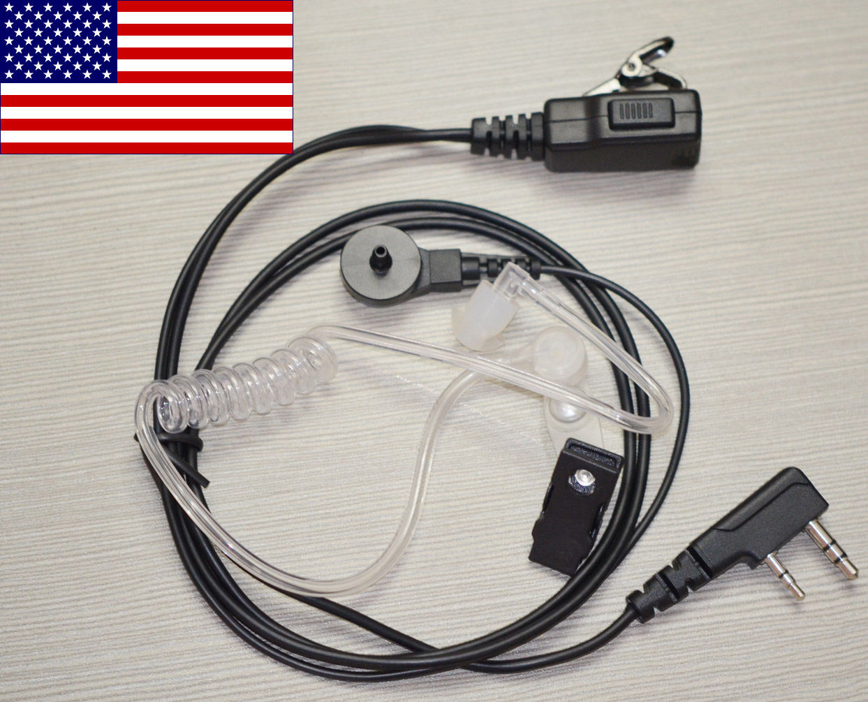 2 Pin Acoustic Tube Earpiece Earphone Mic for Kenwood TK3200 Baofeng UV5R BF888S