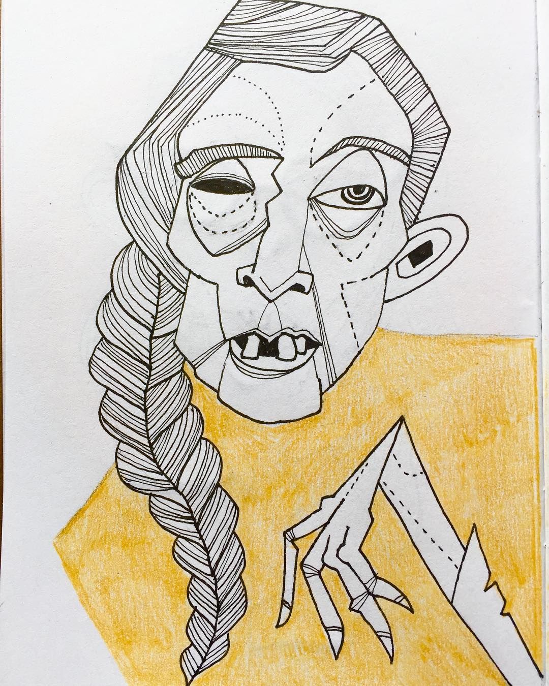 This zombie’s hair is nearer than mine. True fact. I found it very relaxing to draw all the line work in the braid. #art #pictink #laurapictink #pict_ink #illustration #sketchbook #zombies #zombie #idrawzombies #sbpprocess #thesketchbookproject #sketchbookproject #brooklynartlibrary @brooklynartlibrary @thesketchbookproject Sketchbook Project, True Facts, Sketch Book, Original Artwork, Braids, Male Sketch, Ink, Zombies, Drawings