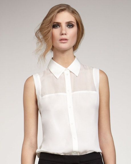 Another example of the insets in a blouse. Rachel Zoe White Geri ...