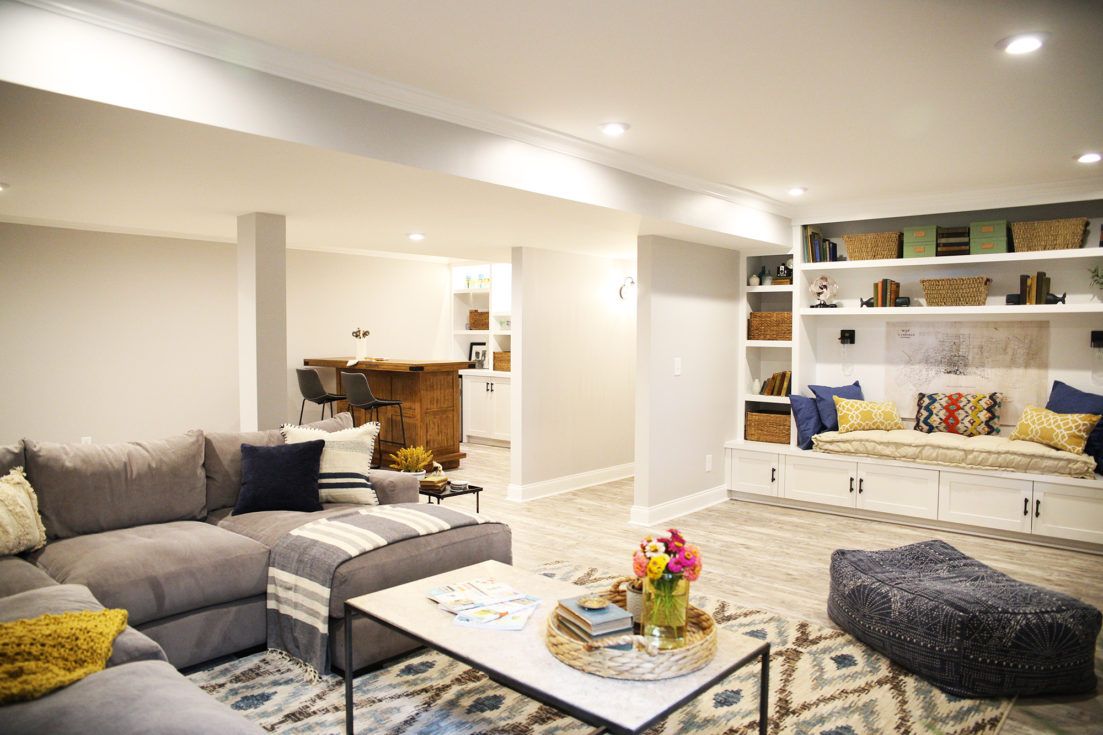 Pole Basement Reveal The Handmade Home Basement Living Rooms Handmade Home Home