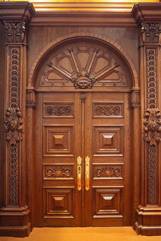 Export Craftsman Luxury Classic Exterior Solid Wooden Door Supply Cbm Cn Wooden Front Door