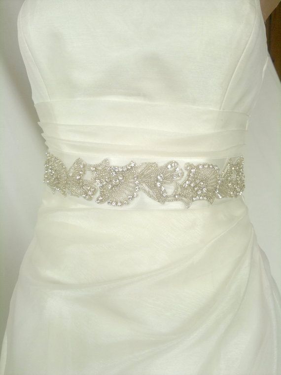 Beadwork Wedding Sash Belt Bridal Sash Rhinestone Sash Beaded Sash