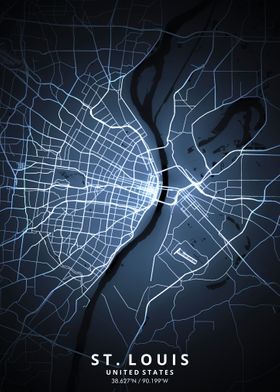 Displate is a one-of-a-kind metal poster designed to capture your unique passions. Sturdy, magnet mounted, and durable – not to mention easy on the eyes! St Louis Map, Map Poster, Poster Prints, St Louis Missouri, Metal Posters, Capture, Sturdy, Abstract Artwork, Eyes