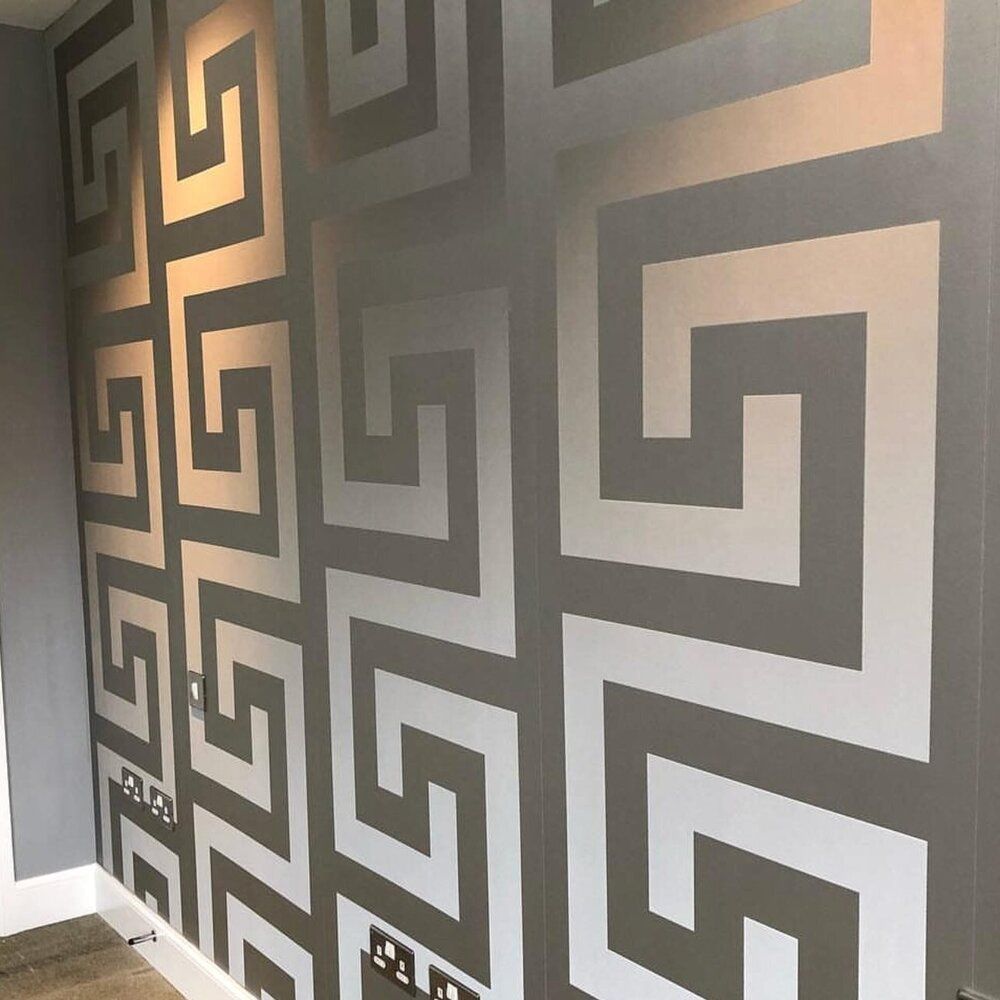Versace Greek Key Silver Wallpaper 935235 — Home Decor Hull Limited
