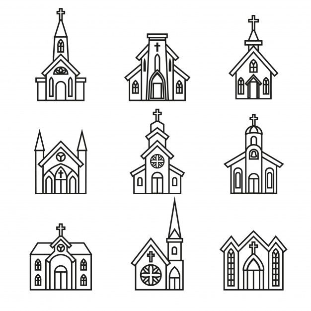 Ícone da igreja. | Premium Vector #Freepik #vector #casamento #icone #construcao #retro Line Art, Church Tattoo, Christian Drawings, Church Icon, Building Drawing, Church Building, Sad Art, House Drawing, Sketch Inspiration