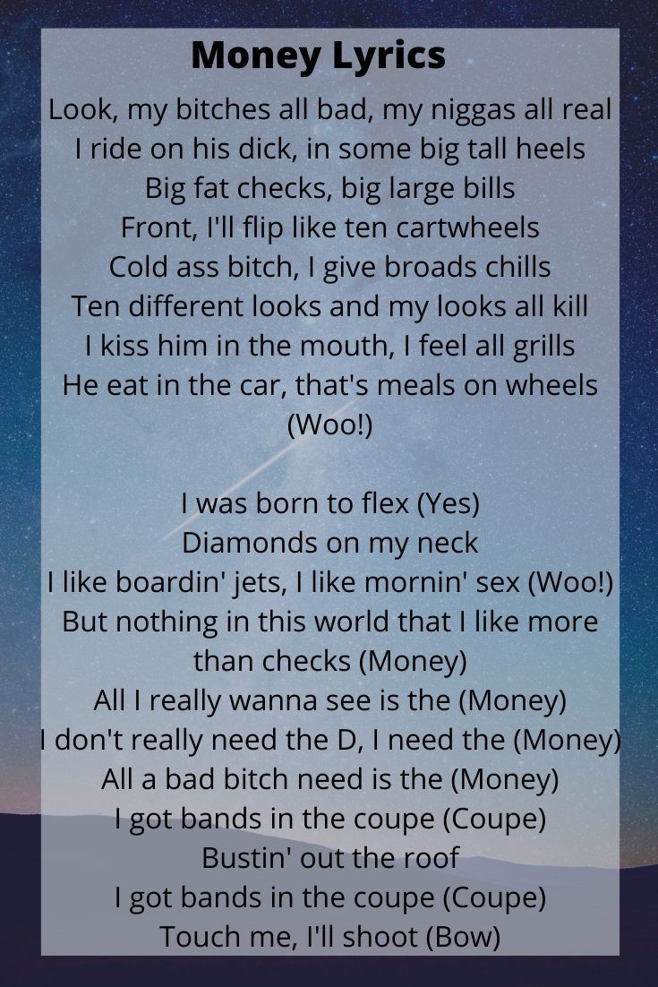 Money Lyrics in 2020 Money lyrics, Latest song lyrics, Lyrics