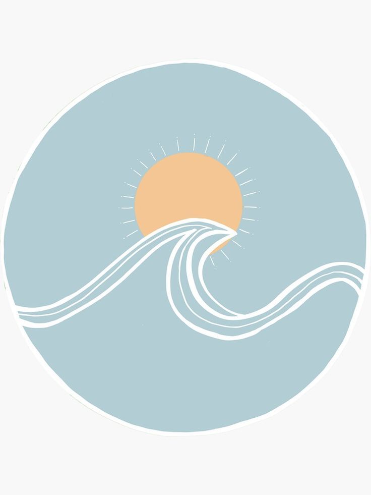 'Blue Ocean Wave with Orange Sun' Sticker by stars 'Blue Ocean Wave with Orange Sun' Sticker by stars