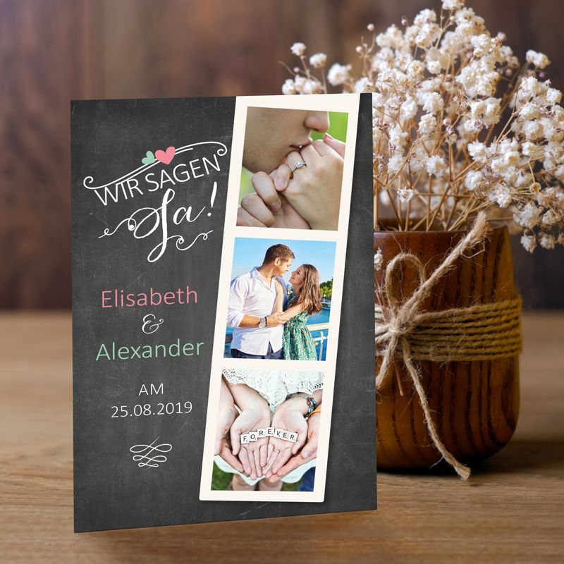 Einladungskarten Mit Foto Hochzeit Hochzeitseinladung "Tafellook mit Foto" hier bestellen