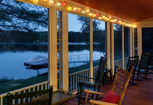 party lights summer lake house traditional porch burlington