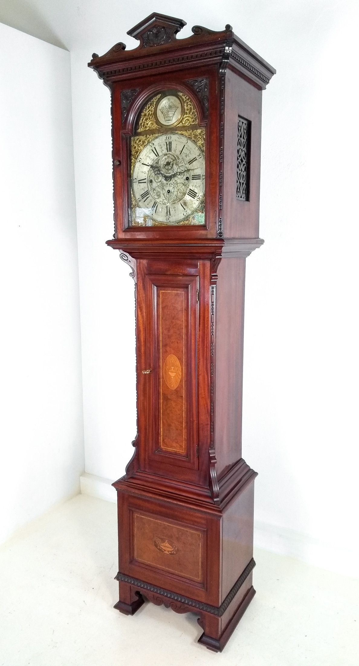Orologio A Pendolo A Colonna In Legno Intarsiato Funzionante Secondo Ottocento Orologio A Pendolo Orologio Legno