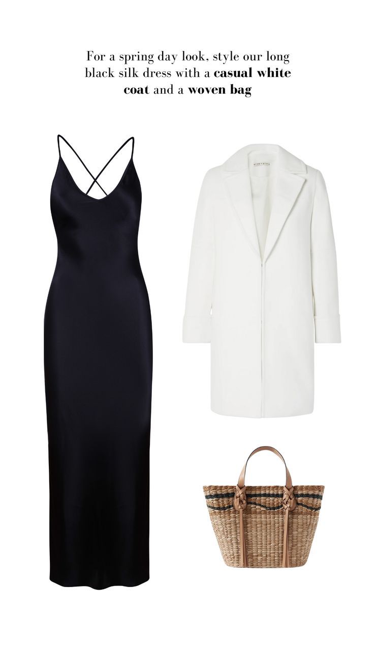 This outfit is perfect for a casual picnic date or even for brunch. Our long silk dresses may look like they can only be worn to sophisticated parties but with the right casual pieces it can be worn everyday. Black Silk Dress, Silk Dress Long, Elegant Dresses, Formal Dresses, Effortless Style, Timeless Pieces, Modern Woman, Cocktail Dress, Style Inspiration