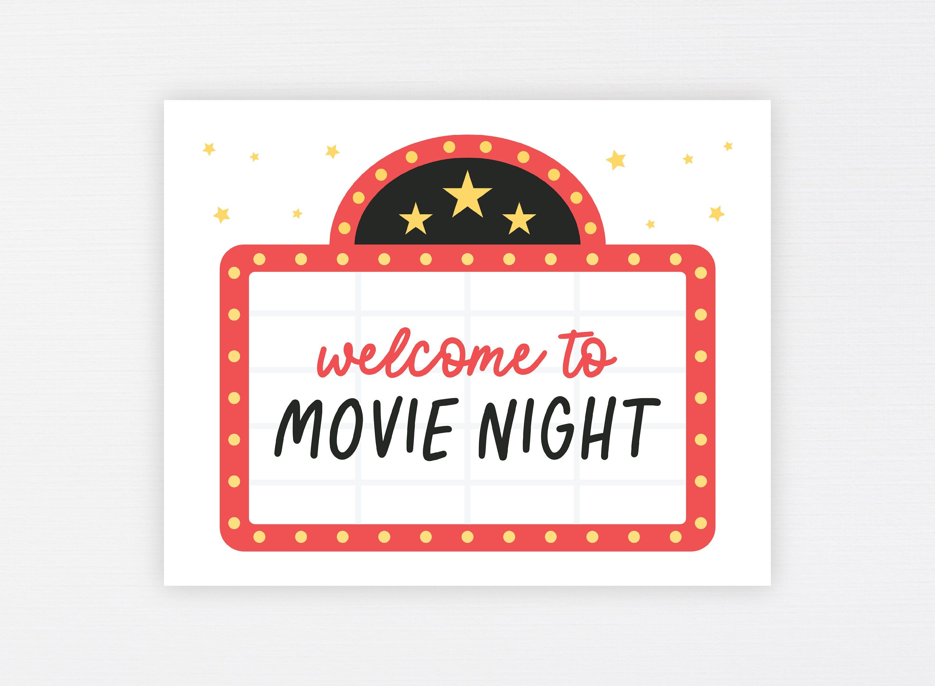 Movie Night Party Sign Print Cinema Drive in Printable Kids Movie Party Movie Night Party Sign Print Cinema Drive in Printable Kids Movie Party
