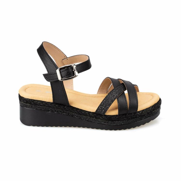 Polaris 91 313266 Z Siyah Kadin Dolgu 100375553 Flo Sandalet Siyah Kadin