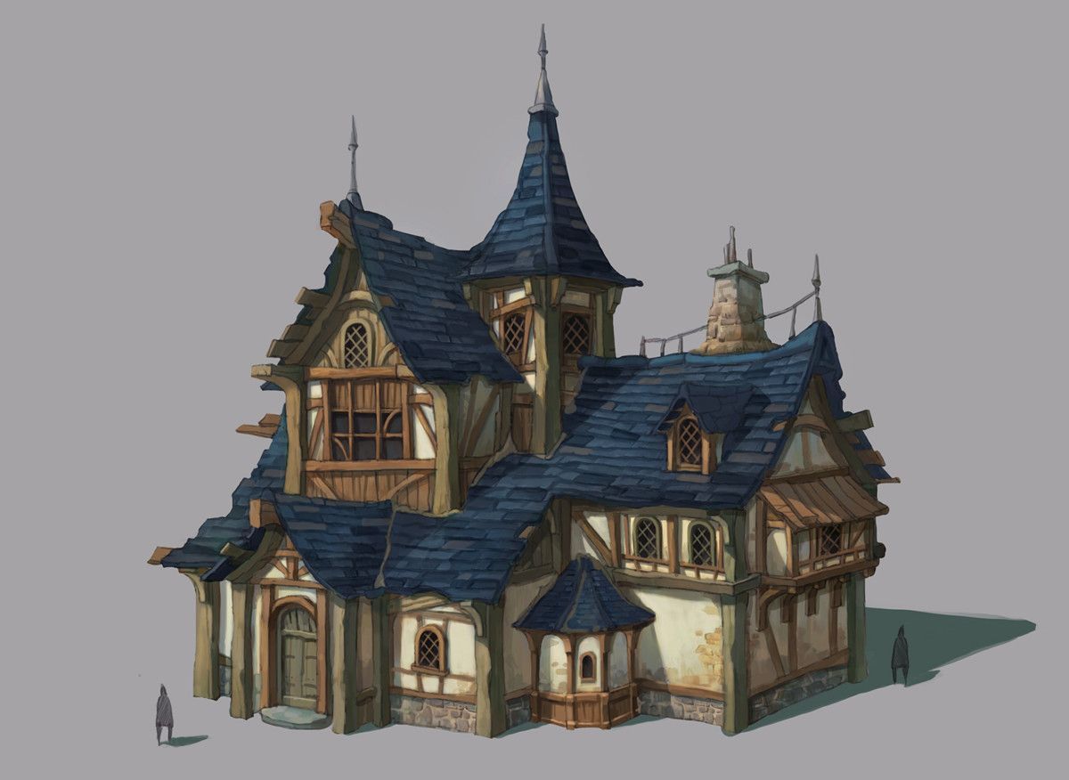 In a world where demons and shifters roam the planes, and guilds and … #fanfiction #Fanfiction #amreading #books #wattpad Casa Medieval Minecraft, Medieval Houses, Medieval Town, Minecraft Houses, Fantasy Town, Fantasy House, Building Concept, Building Design, Environment Concept Art