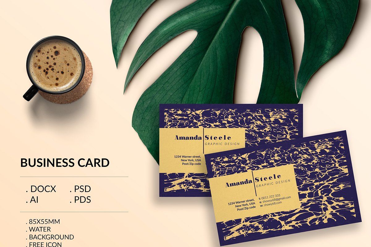 Water Business Card Template N Business Card Template Business Cards Creative Templates Card Template