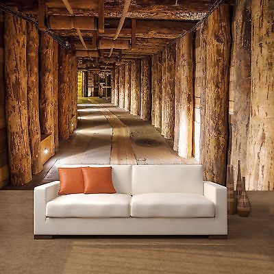 Fototapete Salt Mine 366x254cm Tapete Salzmine Bunker Holz Baumstamm deco.deals