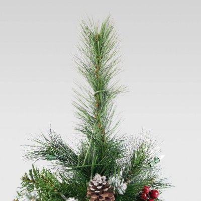 4.5ft Mixed Spruce Pre-Lit Artificial Christmas Tree with Glitter Clear Lights - Christopher Knight Home, Green Spruce Christmas Tree, Artificial Christmas Tree, White Led Lights, String Lights, Prelit Tree, Holiday Centerpieces, Christopher Knight Home, Green Glitter