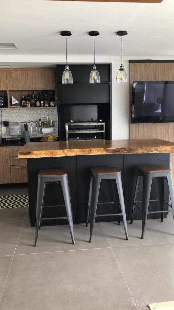 Bancada Karangá de Madeira Maciça - 200x70 - Madeirado - Mesa de Madeira Rustica Kitchen Board, Kitchen Pantry, Rustic Kitchen, Home Design Decor, House Design, Home Decor, Kitchen Furniture, Furniture Design, Coffee Bar Home