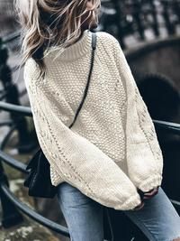 Solid color long sleeve hollow out sweaters Solid color long sleeve hollow out sweaters