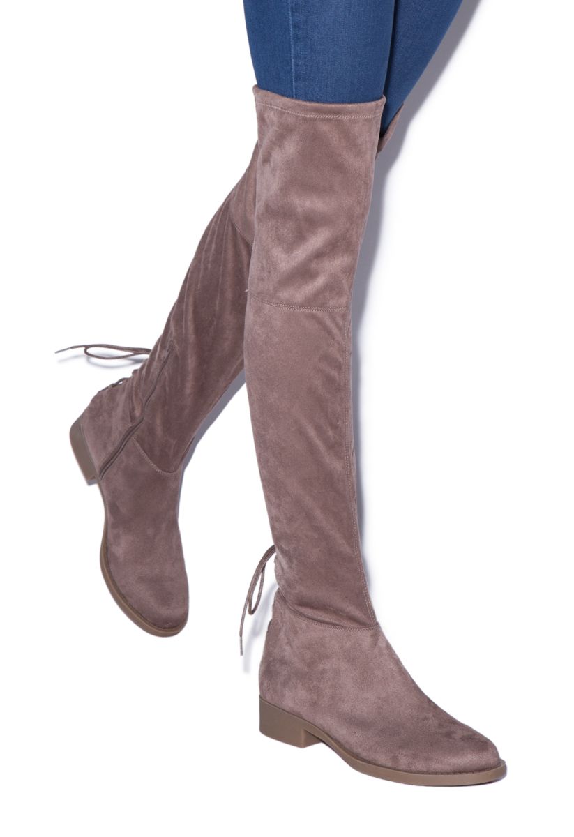 beige thigh high flat boots
