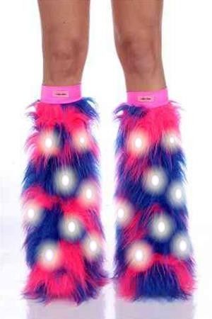 blue and pink led light up fluffies rave wear light pink fluffies