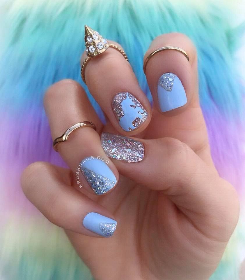 Unicorn Nail Art with Color Street Aspen Sky and Shangri-la Diy ...