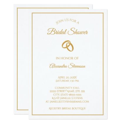 Bridal Shower Template Amazing Simple White And Gold Wedding Rings Bridal Shower Card Bridal . Bridal Shower Template Stunning Simple White And Gold Wedding Rings Bridal Shower Card Bridal .