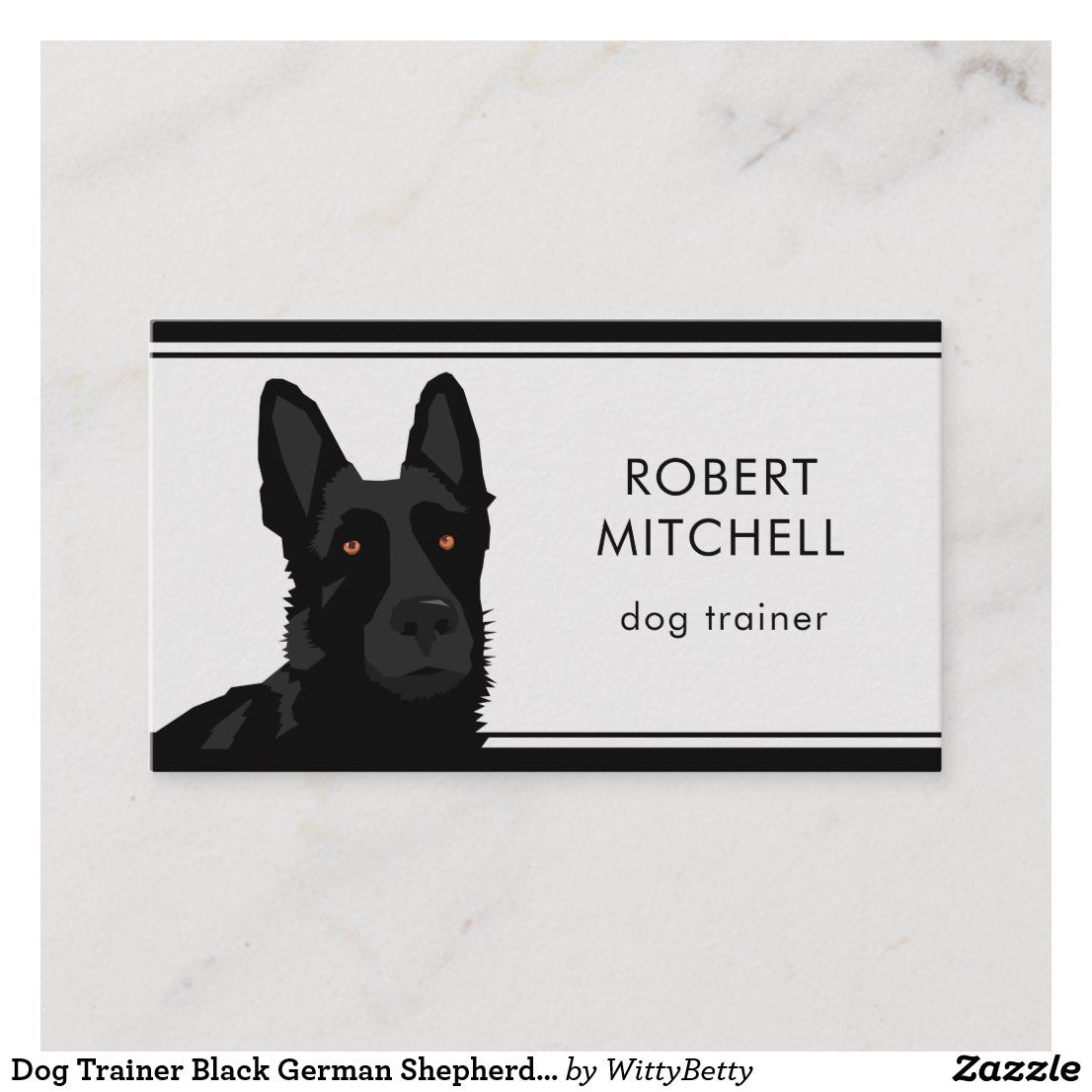Dog Trainer Black German Shepherd Business Card Black Dog Trainer Black German Shepherd Business Card Black