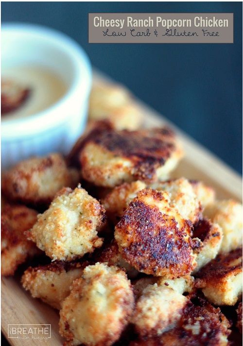 This quick and easy (low carb and gluten free) Cheesy Ranch Popcorn Chicken recipe is a delicious and healthy way to get your family together! #HiddenValleyit Low Carb Meal, High Protein Low Carb, Low Carb Paleo, Low Carb Gluten Free, Low Carb Snacks, Low Carb Dinner, Low Carb Keto Recipes, Ketogenic Recipes, Keto Snacks