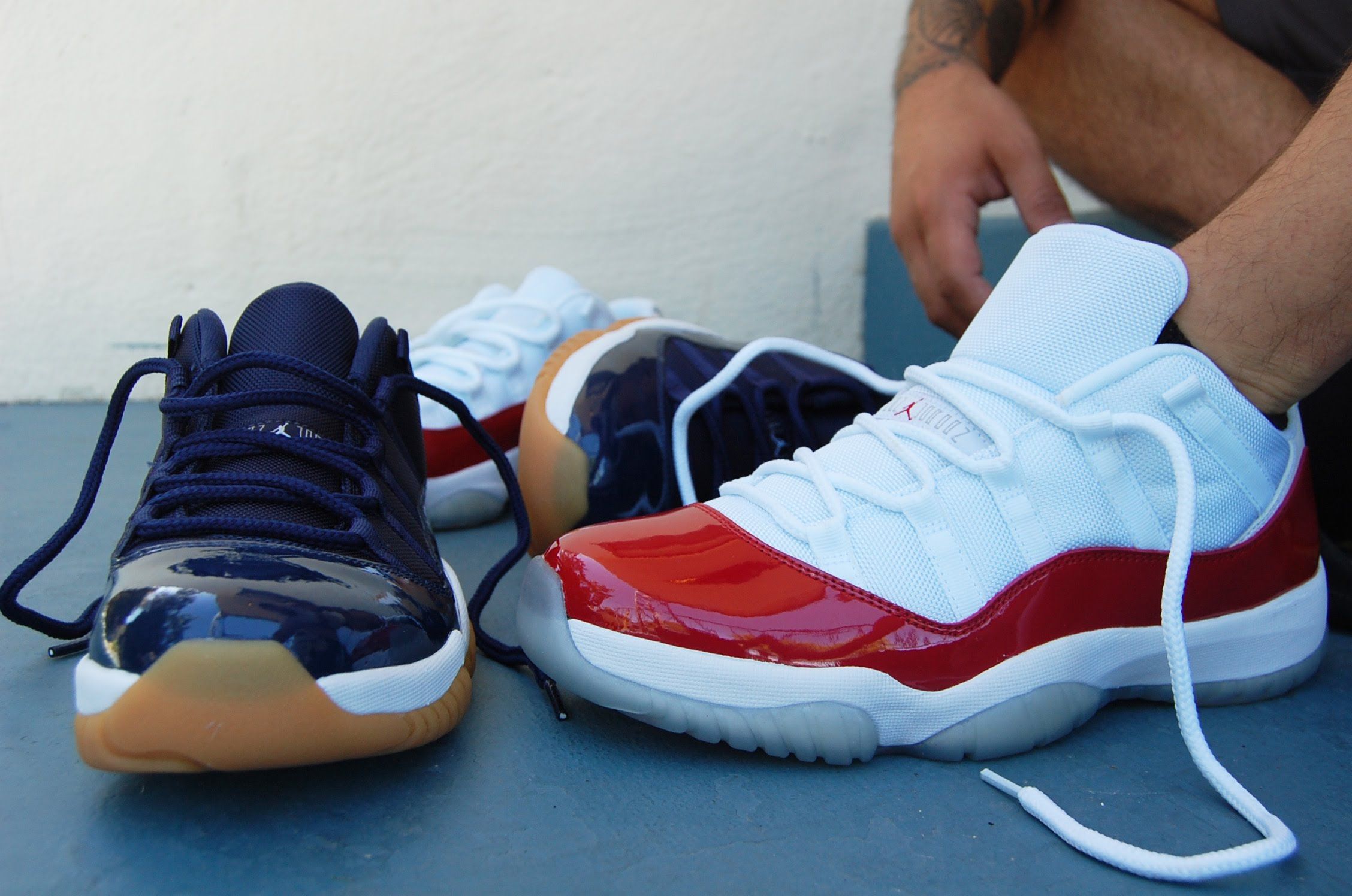 jordan 11 red on feet