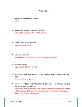 Bill Nye Water Cycle Worksheet Answer Key - worksheet