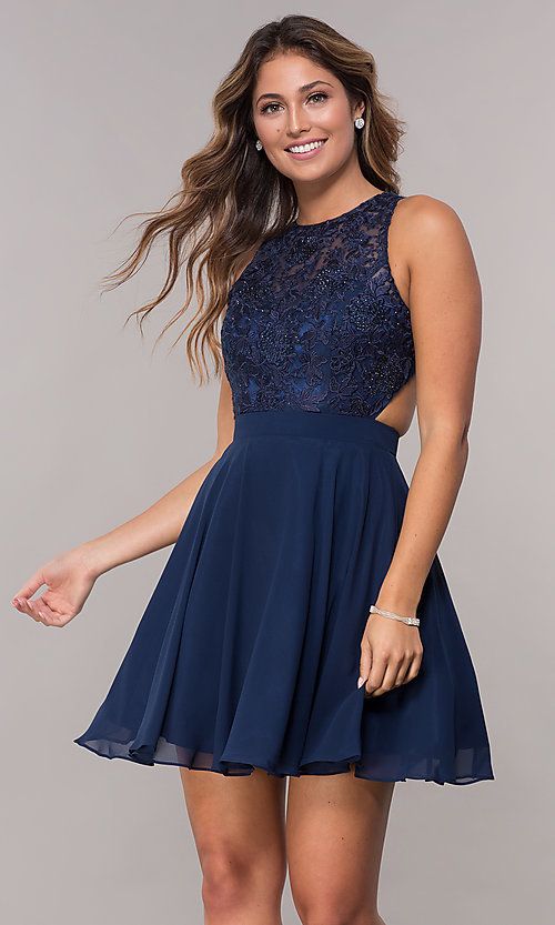 Short Embroidered-Bodice Hoco Dress by PromGirl Short Embroidered-Bodice Hoco Dress by PromGirl
