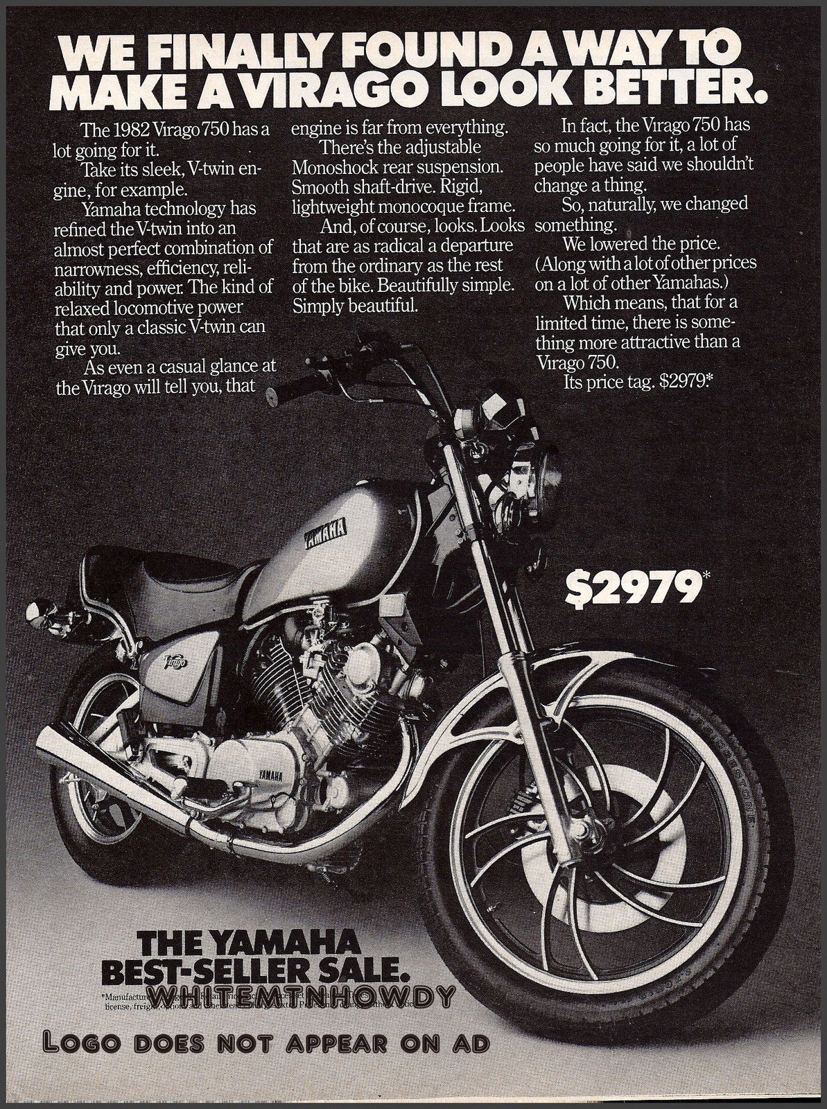 WE FINALLY FOUND A WAY TO MAKE A VIRAGO LOOK BETTER. | 1982 Yamaha Virago 750 #Ad #Vintage #motorcycle #advertisement #japan