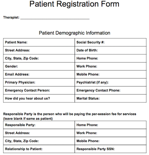 patient information forms templates