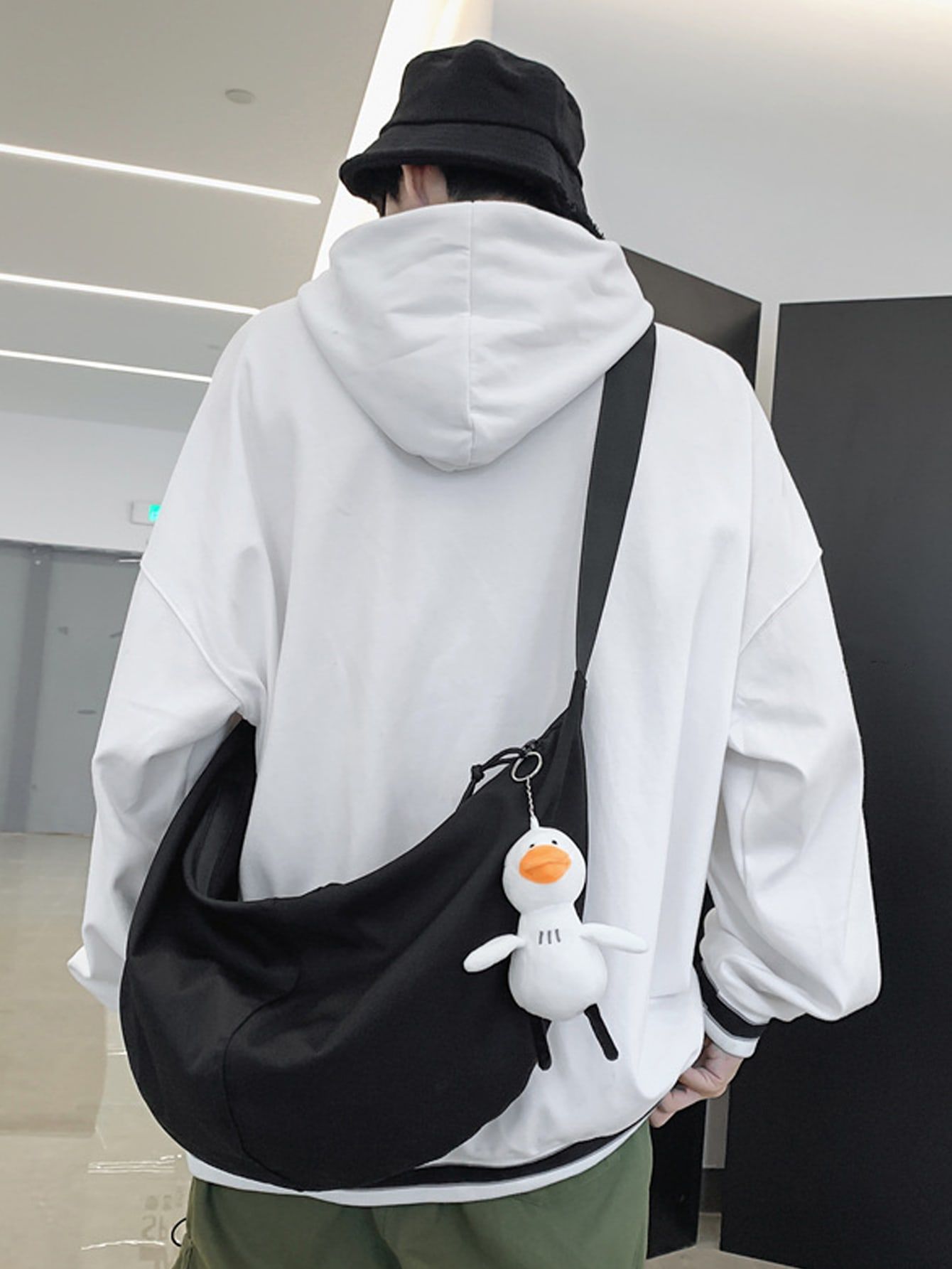 Black Nylon Letter Hobo Bag Embellished Men Bags Hobo Bag Outfit