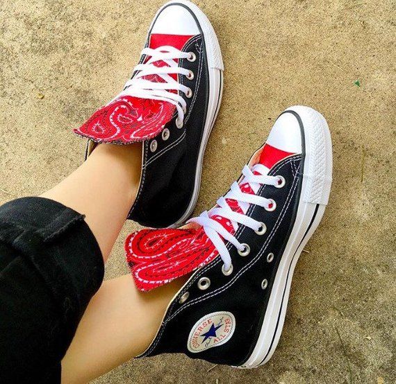 Bandana Converse Chuck Taylor Shoes | Chuck taylor shoes, Red bandana ...