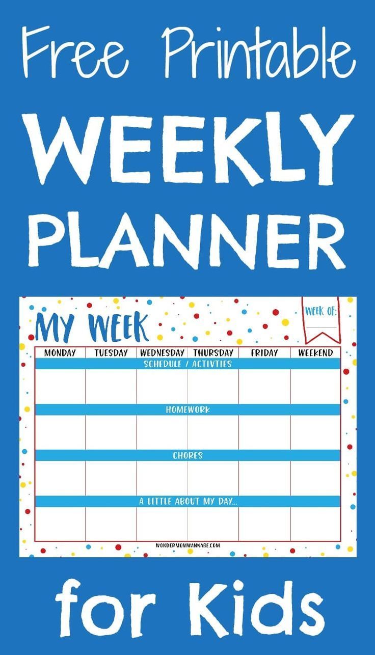 best images weekly planner printable kids crafts