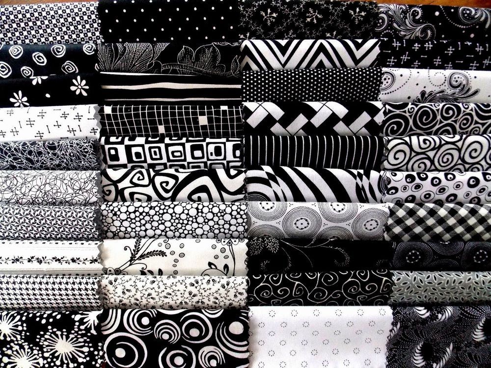 Black and White Fabric 40 Piece 5" Squares Charm Pack Quilt Fabric 100