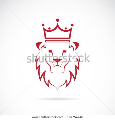 Lion With Crown Outline – Vector illustration the head of a lion with a crown eps clipart.