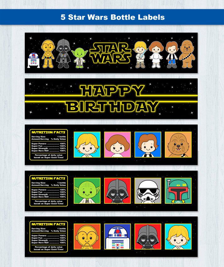 Star Wars Water Bottle Label, Star Wars Water Labels | Star wars water bottle, Bottle labels ...