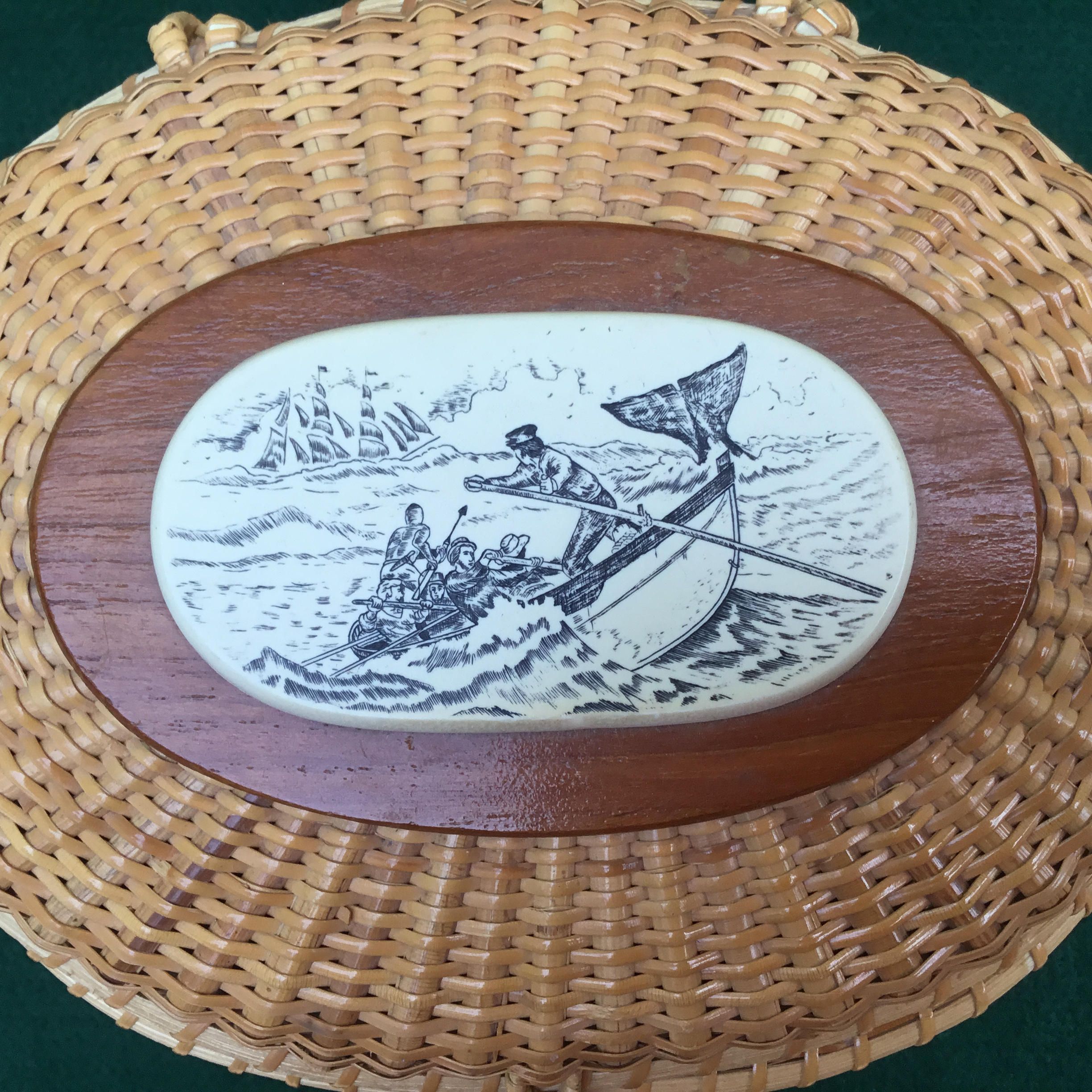 Vintage NANTUCKET Lightship Basket Whaling Scene Etsy Nantucket