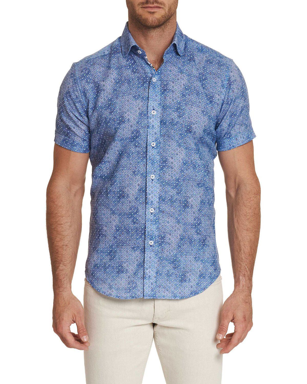 Robert Graham Men's Short-sleeve Boyer Shirt In Blue | ModeSens | Men short sleeve, Robert
