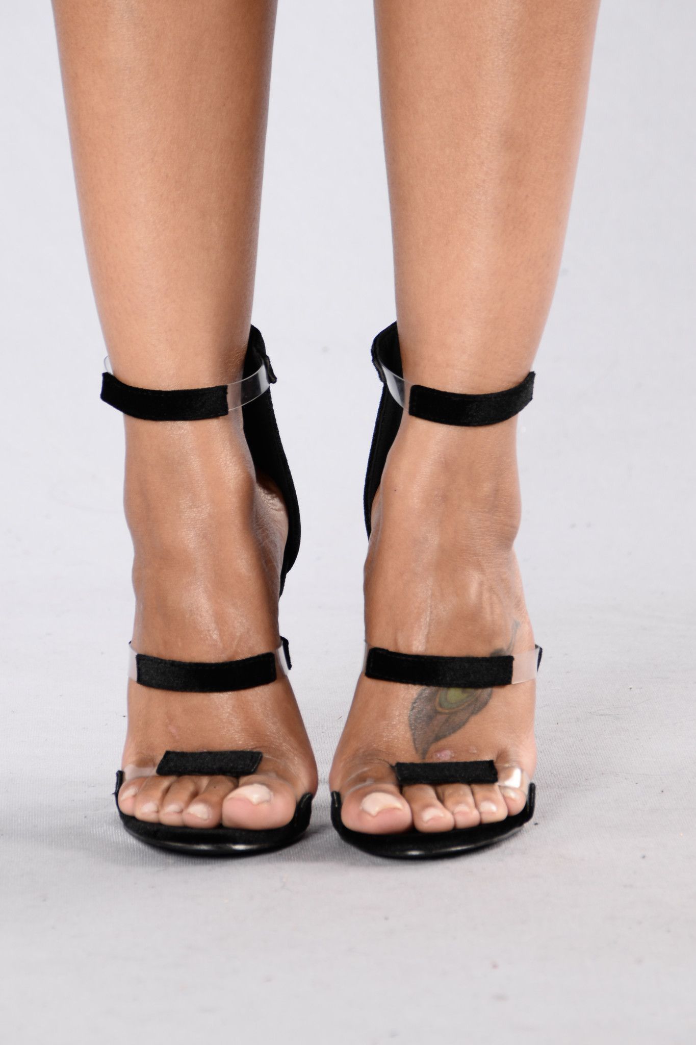 black pvc heels