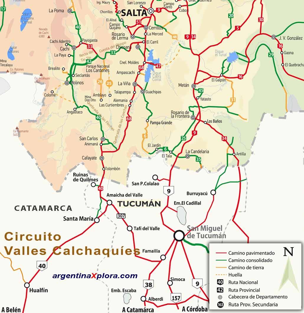 Mapa Circuito Valles Calchaquíes Salta Tucumán Catamarca Mapa De