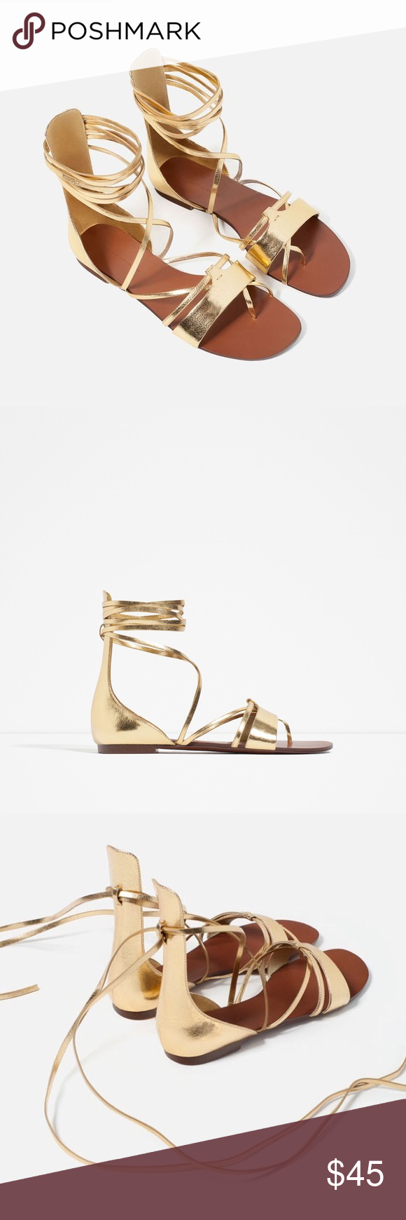 zara gold gladiator sandals