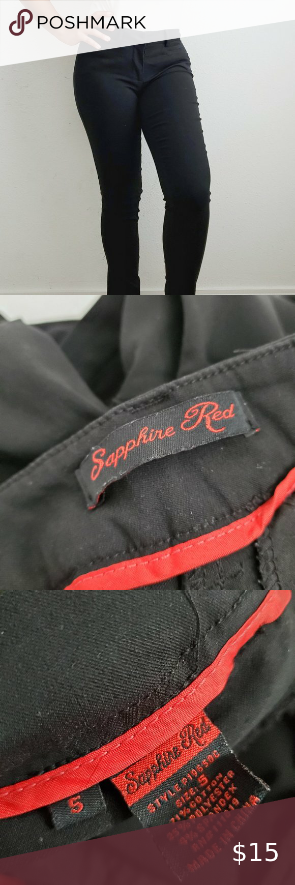 sapphire red stretch pants