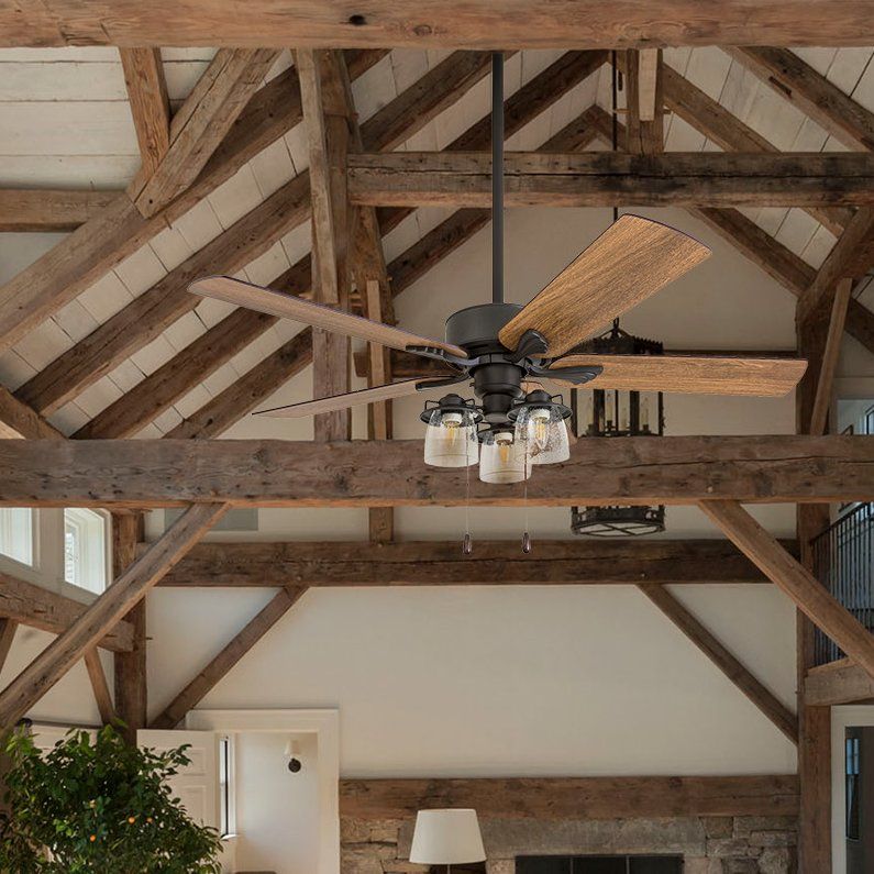 52" Osteen 5 Blade LED Ceiling Fan | Farmhouse ceiling fan, Ceiling fan
