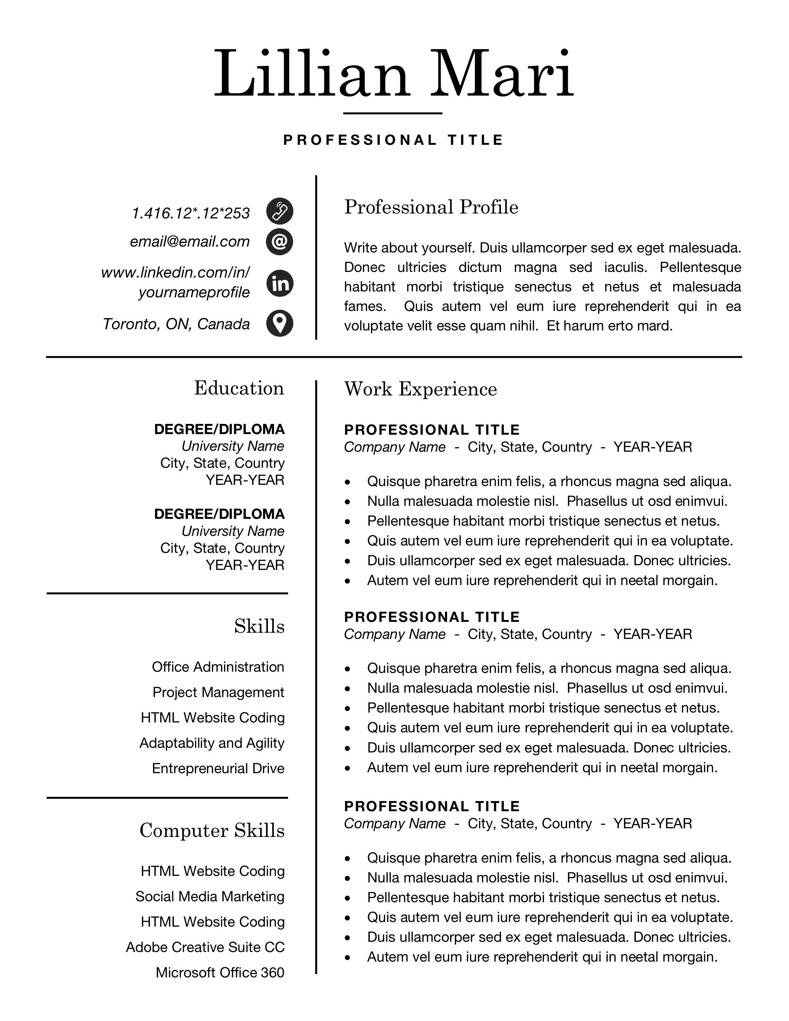 modern resume template for mac pc professional cv templates